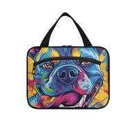 EtherSpher Angry Dog Sac à pharmacie à suspendre avec crochet pour peinture à l'aquarelle Bleu Taille L, Peinture aquarelle Angry Dog bleu, Large