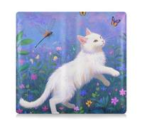EtherSpher Art Peinture à l'huile Dessin animé Fleur Chat Cuir Auto Immatriculation Assurance & ID Card Holder Essential Wallet Case for Documents, Cards, Licence