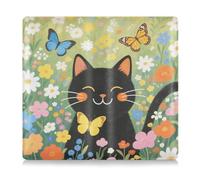 EtherSpher Art Peinture à l'huile Jardin Chat Cuir PU Toursuit voiture immatriculation et carte d'assurance Porte-carte Portefeuille Accessoires Étui pour carte d'identité, permis de conduire, cartes