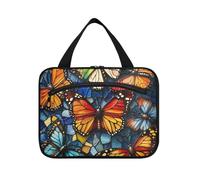 EtherSpher Beauty Owl Circus Style Butterfly Hanging Cosmetic Bags for Women with Hook Designer Unisex Toitry Kit for Women Travel Maletín para maquillaje L, Beauté chouette style cirque papillon