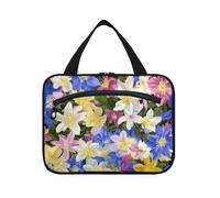 EtherSpher Beauty Spring Colorful Flower Hanging Cosmetic Bags with zipper with hook designer fashion toiletry kit for women bathroom maletín para maquillaje L, Beauté printemps fleur colorée, Large
