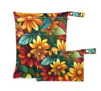 EtherSpher Beauty Spring Flowers Lot de 2 sacs à langer imperméables avec poignées pour garderie, piscine Rouge et jaune