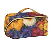 EtherSpher Beauty Spring Trousse à maquillage avec séparateurs pour femme Motif floral coloré