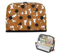 EtherSpher Blackeyed Susan Simple Line Art Valentinesnes Coffee Trousse à crayons Grande capacité Poches de maquillage Multi-fente Rangement pour homme école Indispensable Bolsa para herramientas