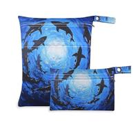 EtherSpher Blue Bottom Fish Sea Lot de 2 sacs étanches à fermeture éclair pour bébés avec poignées pour piscine, yoga