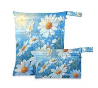 EtherSpher Blue Daisy Hello Sunshine Bloom Spring Lot de 2 sacs de voyage lavables pour bébés avec poignées pour la plage, les voyages
