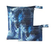 EtherSpher Blue Flash Tech Sense Tigers Warrior Lot de 2 sacs de sport à fermeture éclair pour bébé avec poignées pour piscine, yoga