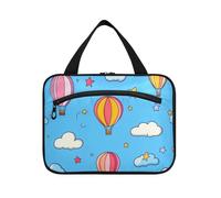EtherSpher Blue Sky Hot Air Balloon Sac de voyage à suspendre avec crochet, sac à brosse de designer essentiel pour les voyageurs toilettes bolsa para guardar maquillaje L, Montgolfière Blue Sky