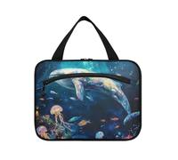 EtherSpher Blue Underwater World Whale Articles de toilette à suspendre pour homme avec crochet, sac de voyage tendance pour croisière, voyage, gym, bolsa de maquillaje para mujer L, Baleine du monde