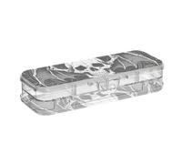 EtherSpher Boîte en plastique pour crayons et stylos rigides à 2 couches avec couvercle encliquetable Motif squelette gothique Noir