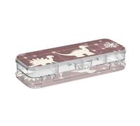 EtherSpher Boîte rigide en plastique pour crayons, stylos à 2 couches avec couvercle hermétique Motif dinosaure Buffalo Plaid Flocons de neige Merry Christmas Bordeaux