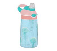 EtherSpher Bouteille d'eau mignonne en forme de méduse verte pour enfants avec couvercle à bec verseur anti-fuite à large goulot pour voyage, camping, vélo