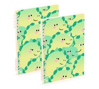 EtherSpher Carnet à spirales vert format A5 - Motif dinosaure mignon - 21,1 x 14,5 cm - Fournitures scolaires résistantes à l'usure pour le collège - 60 feuilles pour le travail et la salle de classe