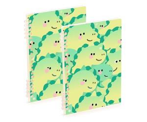 EtherSpher Carnet à spirales vert format A5 - Motif dinosaure mignon - 21,1 x 14,5 cm - Fournitures scolaires résistantes à l'usure pour le collège - 60 feuilles pour le travail et la salle de classe