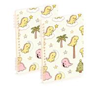 EtherSpher Carnets scolaires à spirales format A5, motif dinosaure rose et jaune, 21,1 x 14,5 cm, 60 feuilles pour planificateur et entreprise