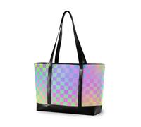 EtherSpher Carrés colorés au laser - Sacs tendance pour ordinateurs portables pour femmes avec fermeture éclair - Sacs fourre-tout pour femme pour l'université avec tablette bolsos secret para mujeres