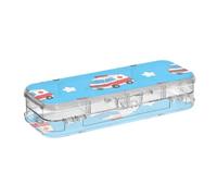 EtherSpher Cartoon Ambulance Boîte à crayons en plastique transparent 2 couches pour enfants avec couvercle