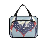 EtherSpher Cartoon Bats 4th of July Independence Day Hanging Travel Makeup with Hook Designer Foldable Rasage Kit Bag for Men for Men Cruises Etuche Para Brochas Maquaje L, dessin animé chauve-souris