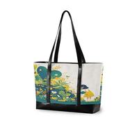 EtherSpher Cartoon Cute Girl Green Fashion Laptop Tote Bag with Zipper Large Tote for Office with Lunch Maletines Para Mujer