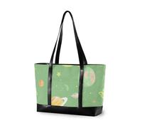 EtherSpher Cartoon Illustration Space Soft Green Sac à bandoulière moderne pour ordinateur portable avec fermeture éclair livre fourre-tout pour navetteur avec déjeuner bolsos secret para mujeres