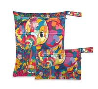 EtherSpher Catone Lot de 2 sacs imperméables pour couches Motif éléphant avec poignées pour la garderie et la salle de sport