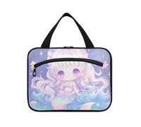 EtherSpher Chibi - Grande trousse de toilette colorée à suspendre style sirène mignonne pour femme avec crochet, trousse de toilette extensible à suspendre pour femme, croisières, porta cosmeticos
