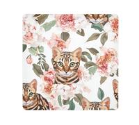 EtherSpher Chic Bengal Cats Sac de voyage pour maquillage Blanc Autocollant pour objectif d'appareil photo 55 x 55 cm, Chats du Bengale chic blanc, 21.7x21.7in