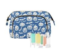 EtherSpher Clear Lines Chauve-souris Citrouilles Vintage Halloween Maquillage Sac Portable avec Poignée Porte-Monnaie Femme pour Pinceau de Maquillage, lignes claires chauves-souris citrouilles