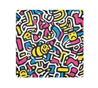 EtherSpher Coloré Cartoon Irrégulier Lines Bee Cosmetic Bag Camera Lens Cloth Magic Autocollant Voyage Toiletry Organizer Wrap 21,7 x 21,7 Wrapper pour l'organisation, Dessin animé coloré lignes