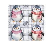 EtherSpher Coloré pingouin Buffalo Plaid Flocons de Neige Noël Cartoon Mignon Sac de Maquillage Appareil Photo Lentille Tissu Magique Organisateur Wrap 21,7 x 21,7 Wrapper Cosmétique Organisateur pour