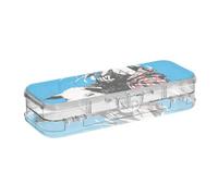 EtherSpher Cute Cartoon Glory Blue Pig Boîte à crayons en plastique transparent à double étage pour fournitures de papeterie avec couvercle hermétique