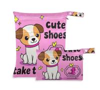 EtherSpher Cute Shoes Take Them Off Cartoon Cute Funny White Dog Sac réutilisable pour la natation Lot de 2 sacs humides pour maillot de bain avec poignées pour le bain, les voyages