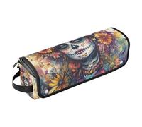 EtherSpher Dia De Los Muertos Sac de voyage pour outils capillaires avec tapis en fer à lisser de grande capacité pour fer à lisser les cheveux et accessoires de soins capillaires, étui de voyage