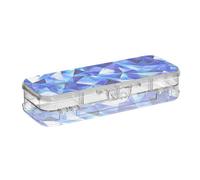 EtherSpher Diamonds Boîte à crayons en plastique à double étage pour fournitures de papeterie avec bouton-pression et couvercle Bleu roi