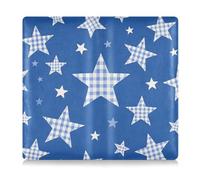 EtherSpher Étui portefeuille en cuir pour carte d'identité et carte d'assurance de voiture - Motif carreaux bleus et étoiles, Étoiles à carreaux bleues de dessin animé, 1 size