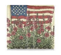 EtherSpher Étui portefeuille essentiel en cuir de qualité supérieure pour l'enregistrement et la carte d'assurance avec drapeau floral du 4 juillet pour documents, cartes, licence