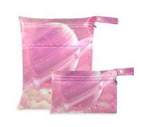 EtherSpher Fantasy Pink Planet Animation Lot de 2 sacs de maillot de bain esthétiques anti-désordre essentiels de voyage pour voler avec poignées pour le yoga et les voyages