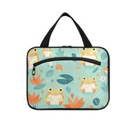 EtherSpher Fresh Spring - Conteneurs de voyage à suspendre avec crochet - Motif grenouilles mignonnes - Trousse de maquillage tendance pour accessoires indispensables - Kit de travail - Taille L