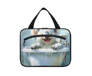 EtherSpher Funny Koala Retro Bathtub Hanging Makeup Bag with Compartments with Hook Designer Fashion Snack Bag for Travel Accessories Bathroom Bolsas Para Maquaje L, Baignoire rétro koala drôle, Large