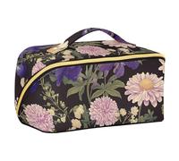 EtherSpher Garden Daisy Trousse à maquillage avec compartiments et poignée étanche Violet