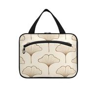 EtherSpher Ginkgo Leaf Simple Lines Sac de voyage beige à suspendre pour articles de toilette avec crochet, trousse de brosse essentielle de designer pour voyage essentiels de salle de bain bolso para