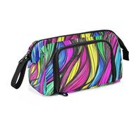 EtherSpher Grande trousse à crayons colorée fluo irrégulière texture abstraite grande capacité sac de rangement avec fente pour garçons collège école estuche para lapiz