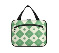 EtherSpher Greem Beige Poker Trousse de toilette à suspendre pour homme avec crochet, sac fourre-tout extensible design pour papa, hôtel, estuche para guardar maquillaje L, Poker beige vert, Large
