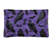 EtherSpher Halloween Black Crow Matelas lavable antidérapant doux et confortable pour chiens de taille moyenne et grande 91,4 x 61 cm