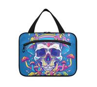 EtherSpher Happy Skull Rainbow Champignon Kit de voyage à suspendre pour femme avec crochet, sac de soins de la peau tendance pour les essentiels pour femme salle de bain bolso viajero para mujer L