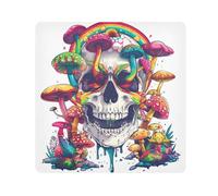 EtherSpher Happy Skull Rainbow Mushroom World Pochettes de toilette en tissu auto-adhésif 55 x 55 cm, Happy Skull Rainbow Mushroom World, 21.7x21.7in