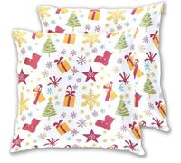 EtherSpher Housse de coussin décorative avec fermeture éclair et inscription Merry Christmas Box Stars Surprise Socks Décoration d'Halloween 45,7 x 45,7 cm
