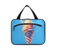 EtherSpher Ice Cream 4th Of July Independence Day Sac à suspendre pour femme avec crochet, accessoires de créateur, trousse de toilette imperméable pour femme bolso para maquillaje de mujer L, Crème