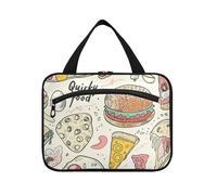 EtherSpher Joli kit de voyage à suspendre pour homme avec crochet, trousse de maquillage lavable pour femme, voyage, vacances, bolsas de maquillaje para mujer L, Jolie pizza de dessin animé, Large