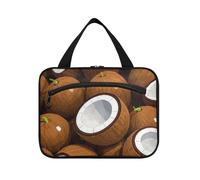 EtherSpher Joli sac à suspendre en forme de fruits de noix de coco marron pour femme avec crochet, trousse de maquillage essentielle de designer pour les vacances, porta cosmeticos mujer para cartera